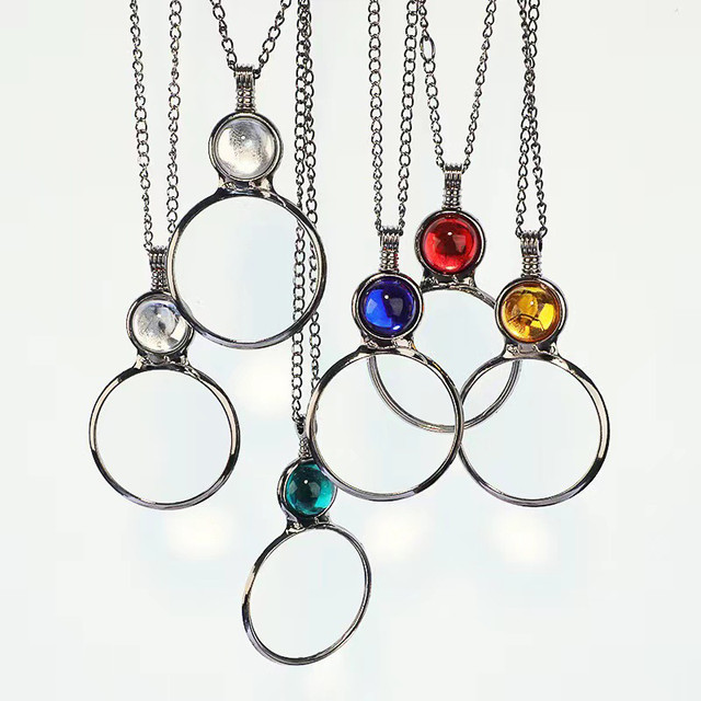 7 Colors Magnifying Glass Necklace Practical Vintage Reading